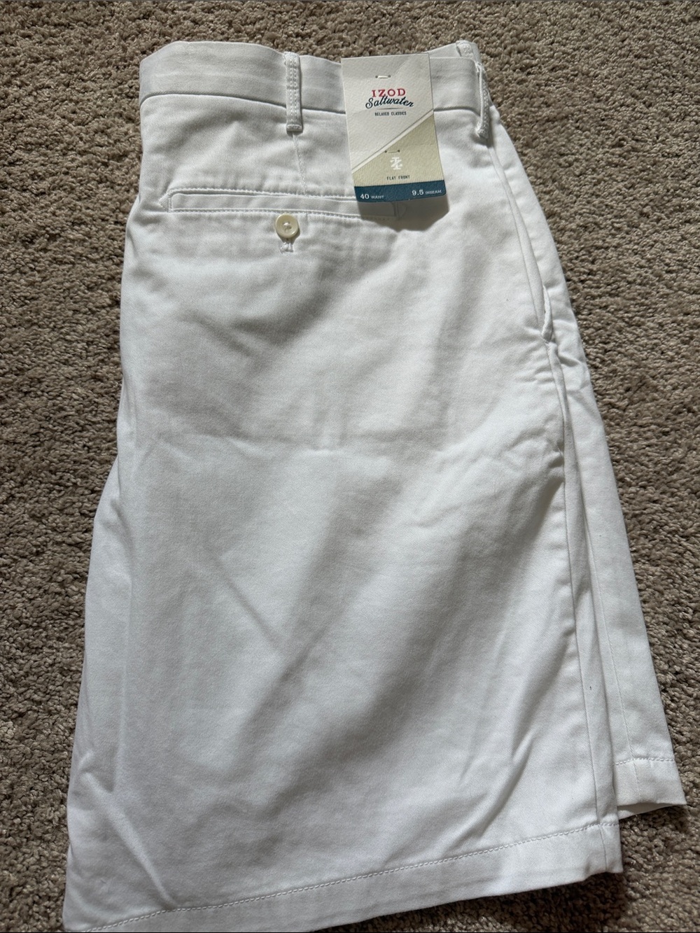 Izod White Men's Flat Front Casual Shorts